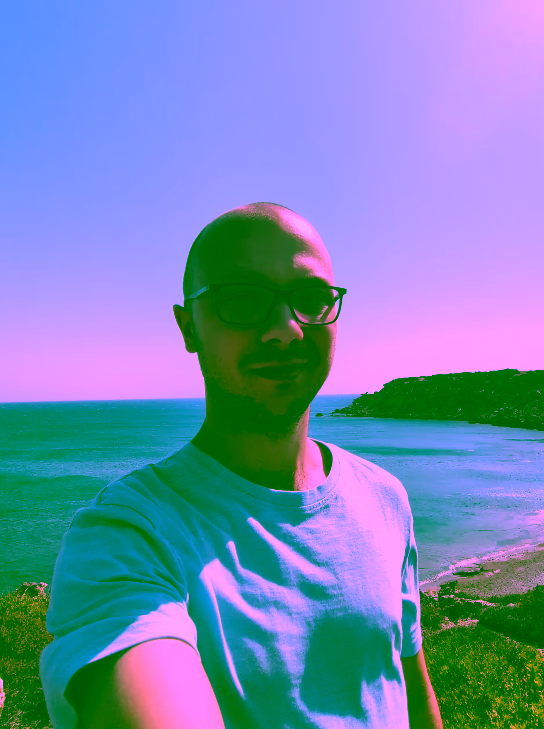 Selfie of David Schneider on a nice Cliff Beach on Rhodes, Greece